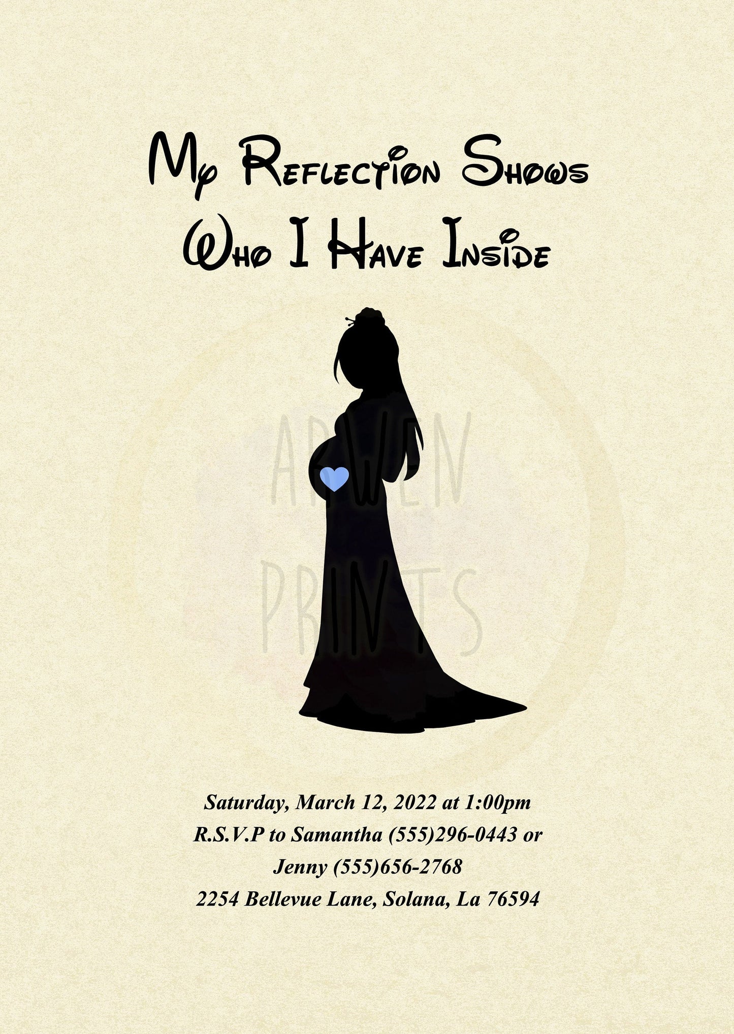 Mulan Disney Baby Shower Invitation [Digital File] — Disney Wall Art Gift