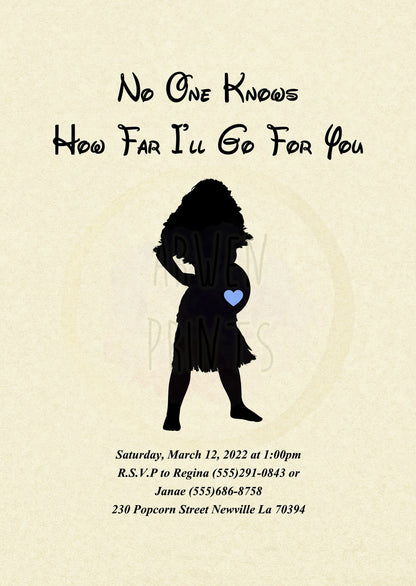 Moana Disney Baby Shower Invitation [Digital File] — Disney Wall Art Gift