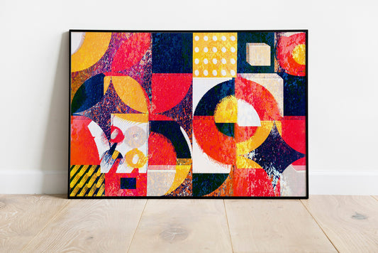 Abstract Acrylic, Color Boxes, Chaos Boho Canvas Art Print Wall Decor
