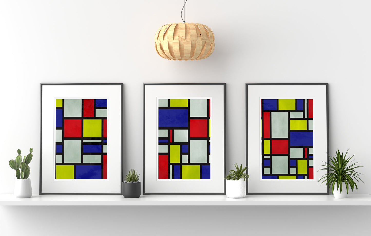 Geometric Squares and Rectangles Art, Color Blocks 3 Canvas Set Wall Art