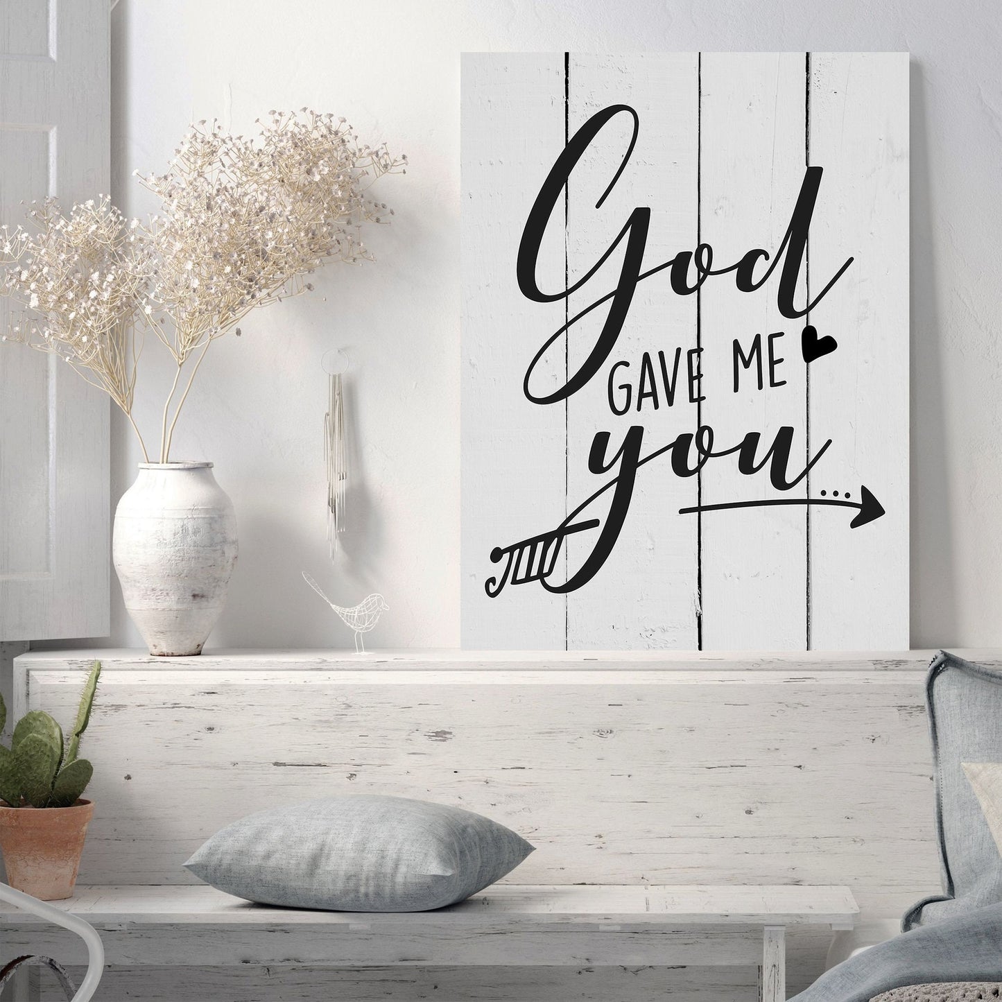 God Gave Me You Wood Design Canvas
