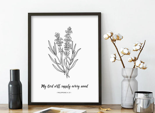 Philippians 4:19 Script Canvas Art