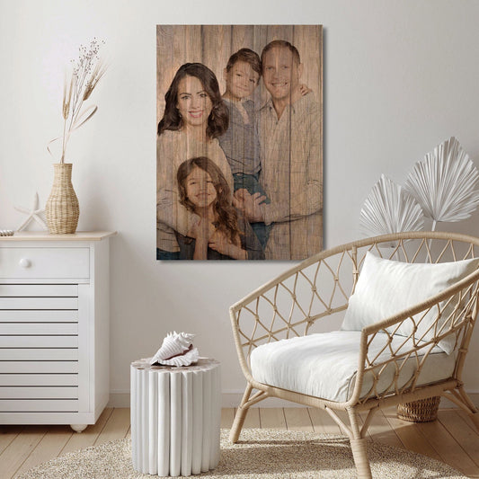 Customized Family Portrait Wood Canvas Wall Decor