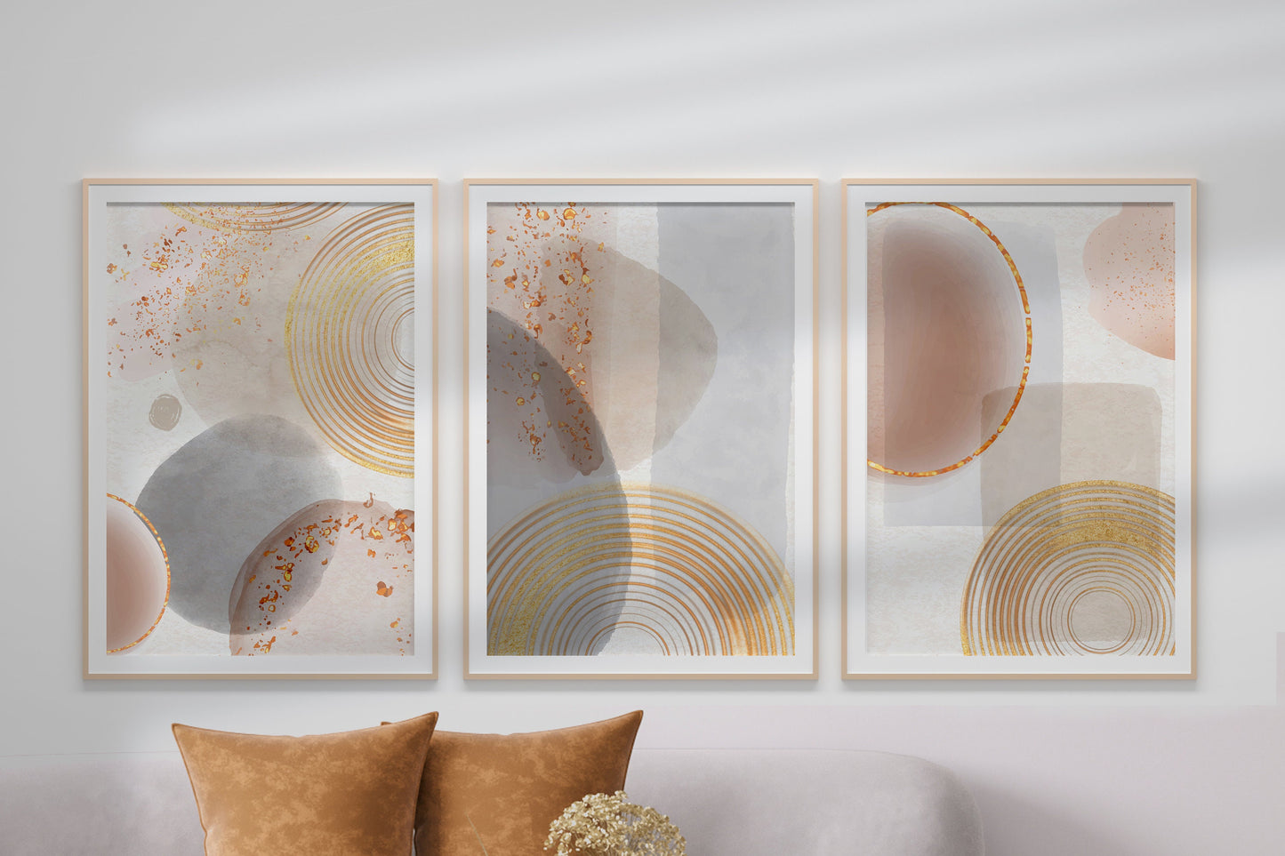 Abstract with Golden Accents Art Print Set