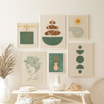 Mid Century Modern Neutral Boho Art Print Set