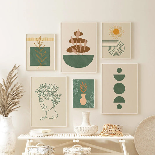 Mid Century Modern Neutral Boho Art Print Set