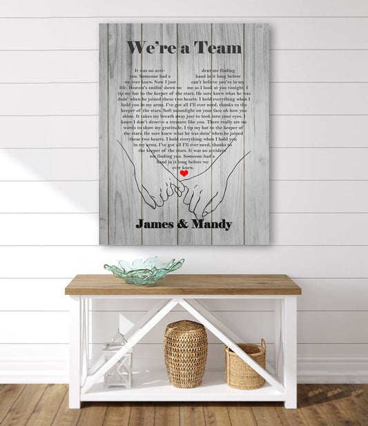 We're a Team Canvas, Personalized Name Canvas, Wedding Anniversary Canvas, 1st Anniversary