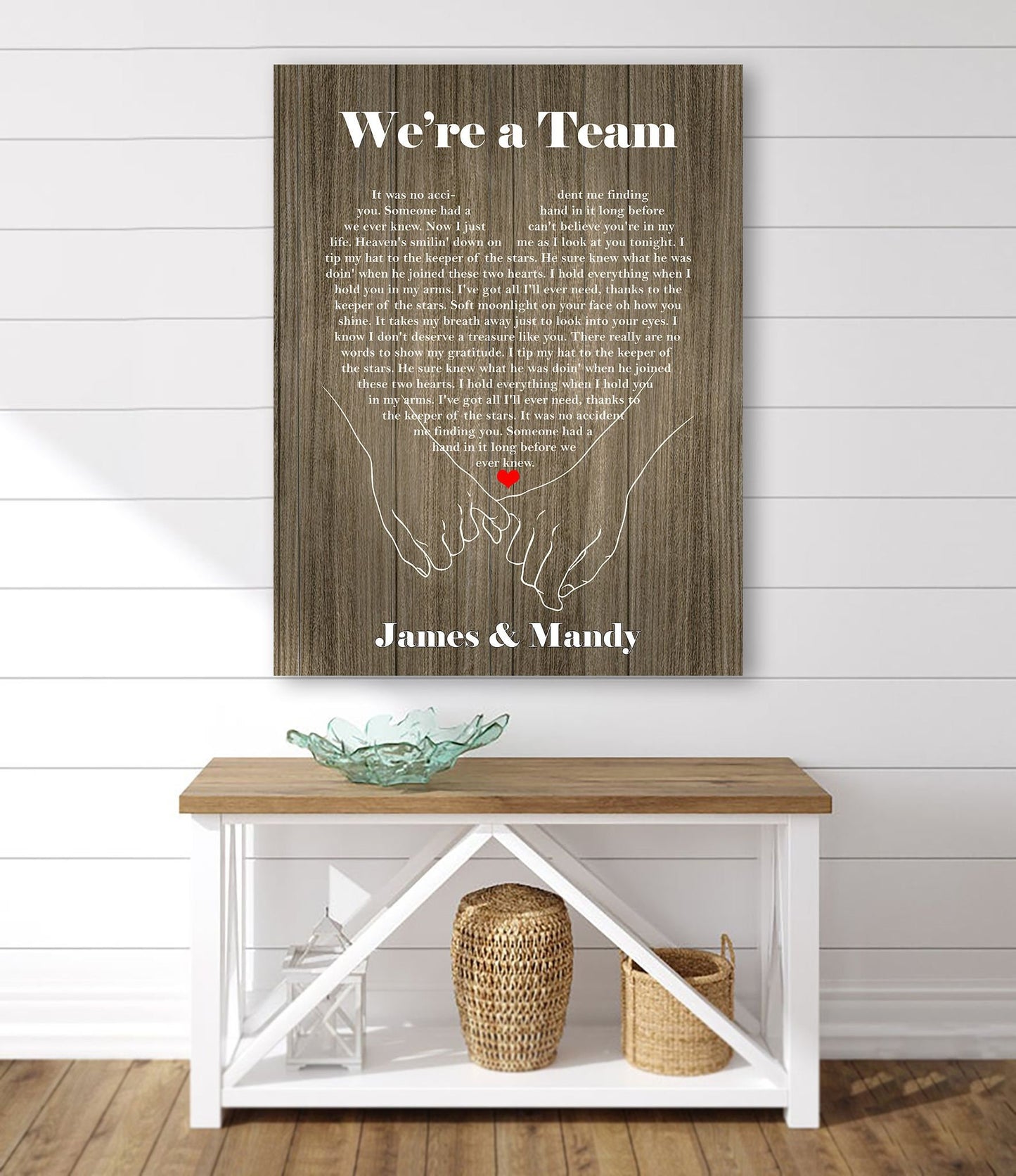 We're a Team Canvas, Personalized Name Canvas, Wedding Anniversary Canvas, 1st Anniversary