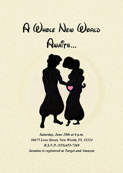 Aladdin & Jasmine Baby Shower Invitation [Digital File]