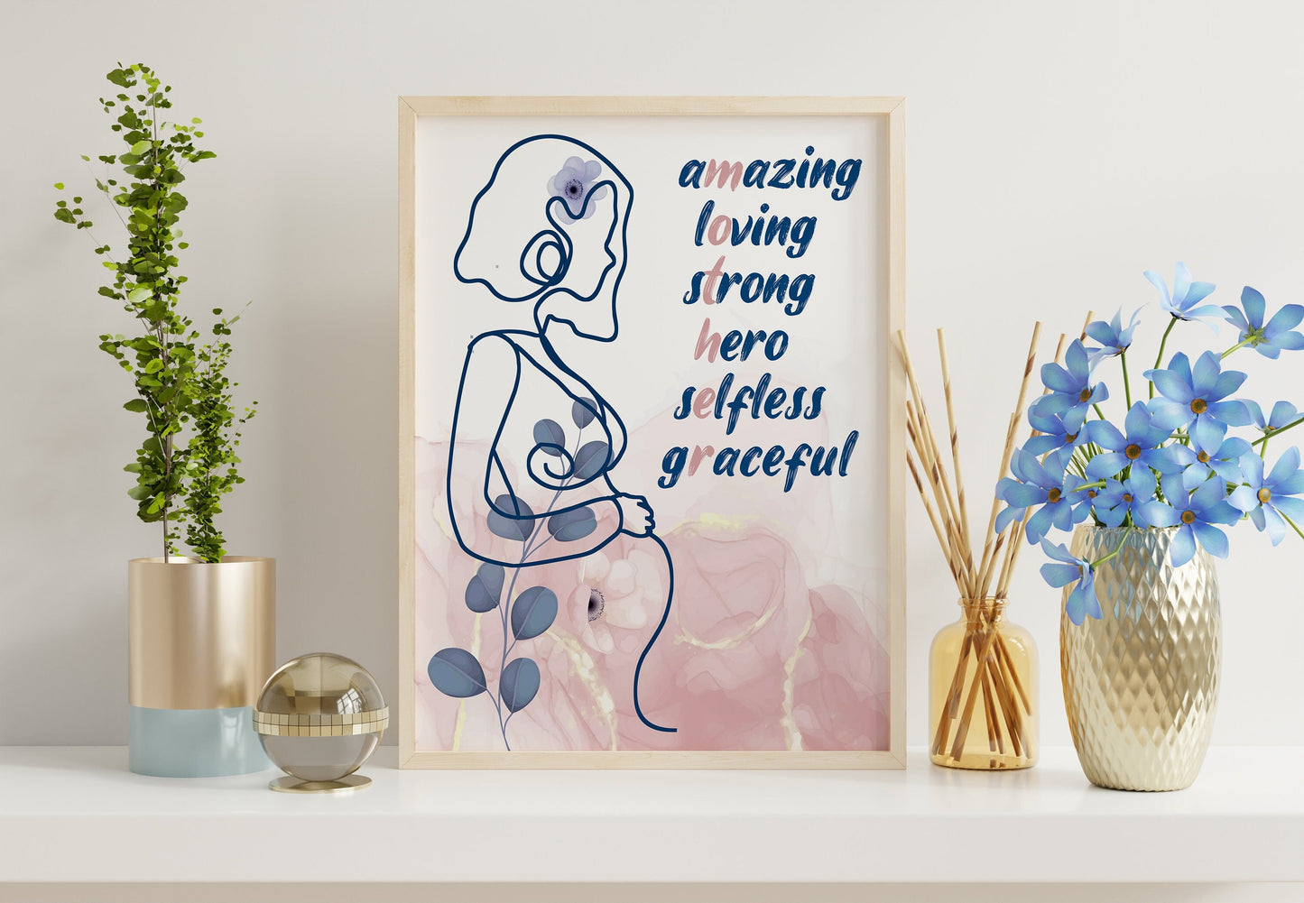 Mom Characteristics Print, Mother Definition Print, Mother’s Day, Abraham Lincoln Quote Art, Boho Art Print