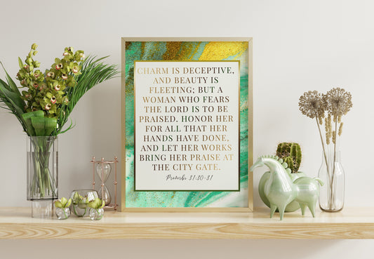 Proverbs Bible Verse Woman Print, Bible Verse Art, Woman Appreciation Print, Mother Appreciation Print, Mother’s Day, Boho Art Print