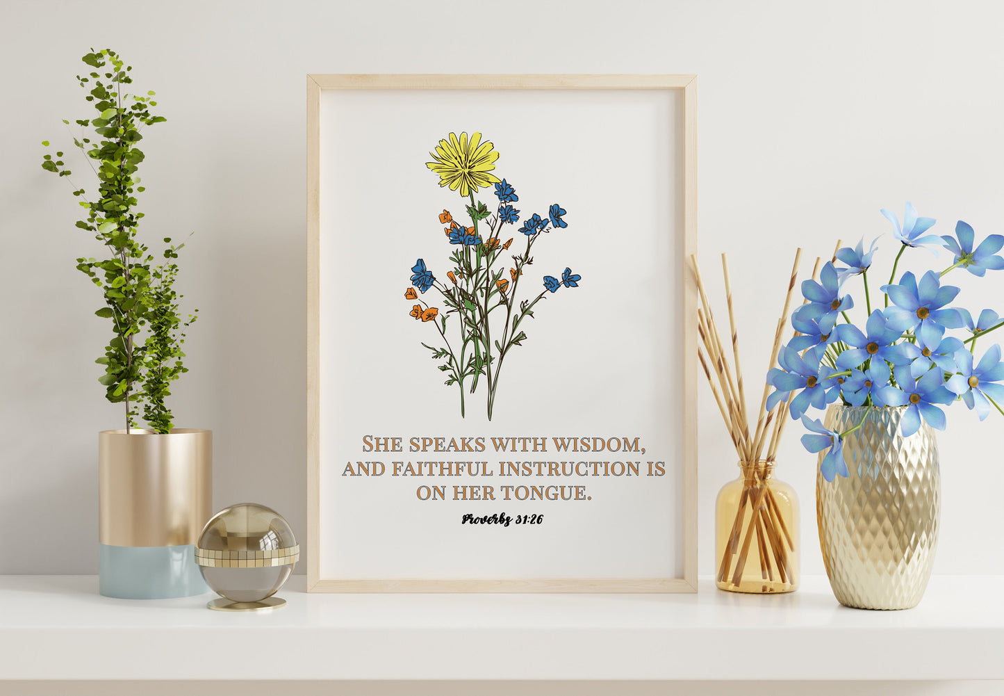 Proverbs Bible Verse Woman Print, Flowers Bible Verse Art, Woman Appreciation Print, Mother Appreciation Print, Mother’s Day, Boho Art Print