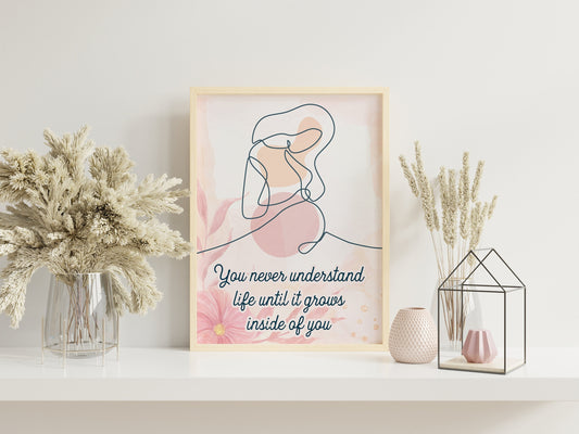 Pregnancy Line Art Print, Abstract Line Art Prints, Female Line Art, Pregnancy Art, Pregnancy Gift, Contemporary Art