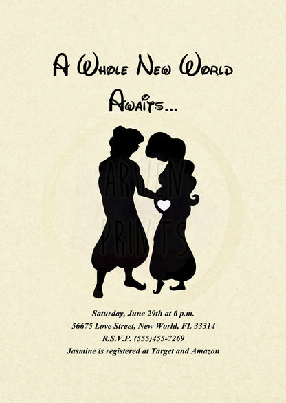 Aladdin & Jasmine Baby Shower Invitation [Digital File]