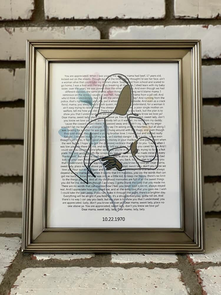 Mom Custom Print, Mother Personalized Song Lyrics Print, Mother’s Day, Mom and Child, Birth Date Boho Art Print