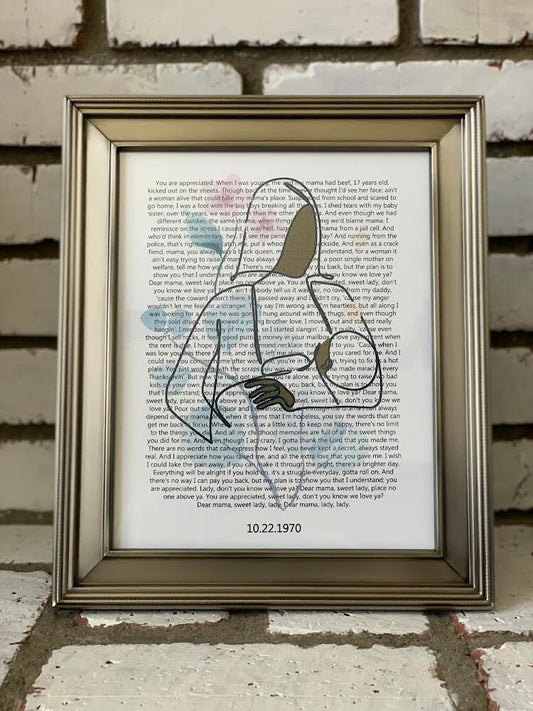 Mom Custom Print, Mother Personalized Song Lyrics Print, Mother’s Day, Mom and Child, Birth Date Boho Art Print