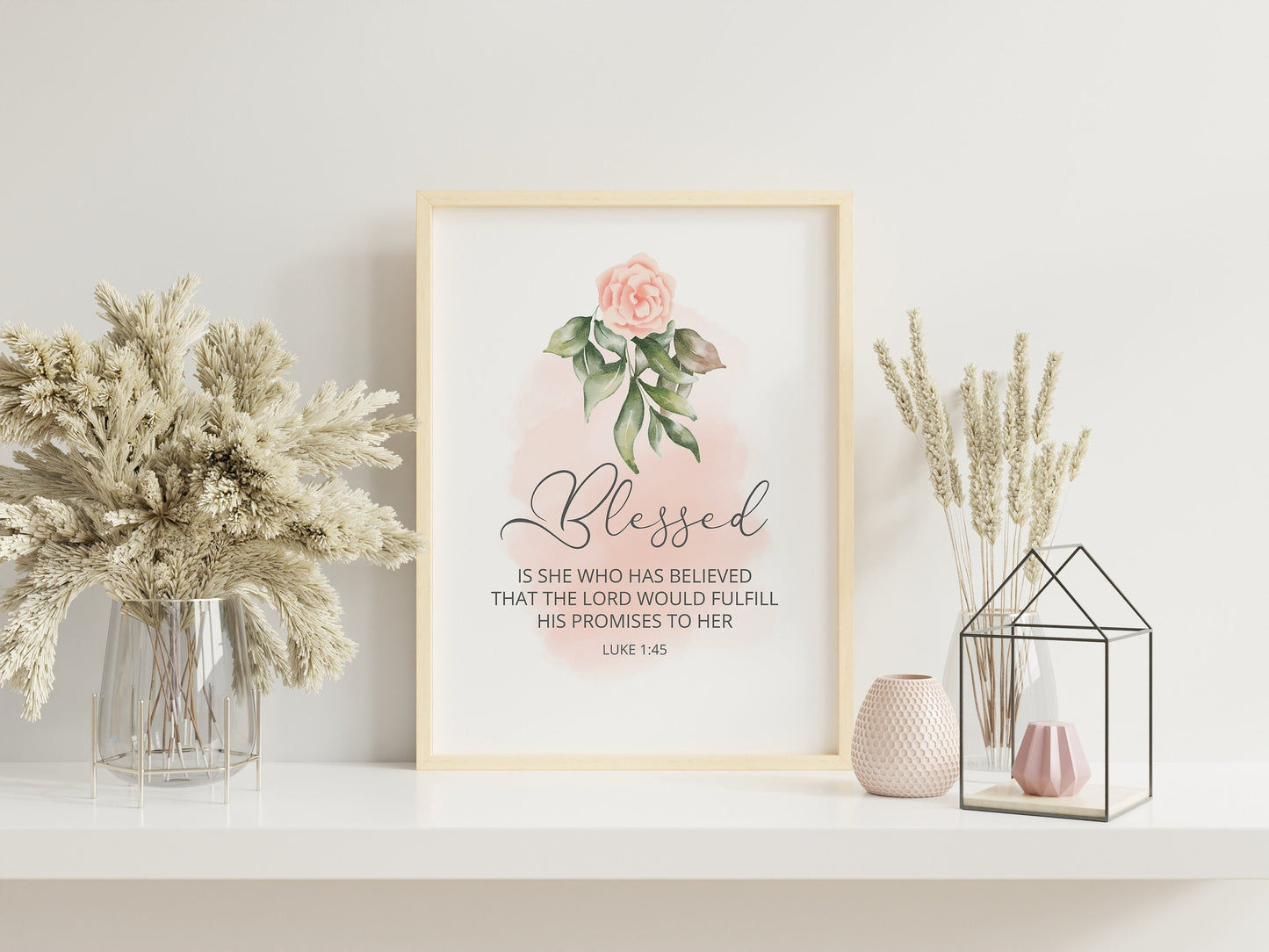 Blessed Print, Luke 1:45, Bible Verse Art, Mom Print, Mother Appreciation Print, Mother’s Day,  Art, Boho Art Print