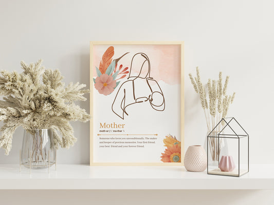Mom Definition Print, Mother Appreciation Print, Mother’s Day, Abraham Lincoln Quote Art, Boho Art Print