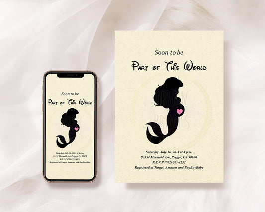 Little Mermaid Ariel Baby Shower Customizable Invitation [Digital File]