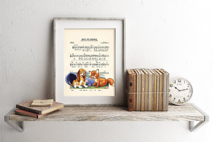 The Fox and the Hound Disney Sheet Music Art Print