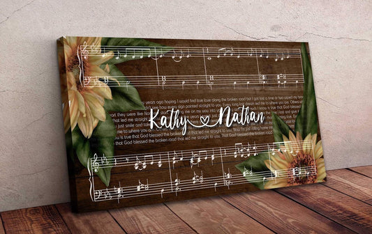 Personalized Rustic Wedding Canvas - Personalized Wedding Canvas - Wedding Music Song - Lyric Canvas Art - Floral Wedding Canvas - Any Song