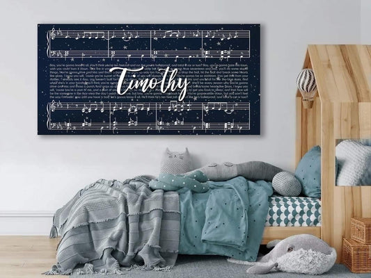 Personalized Child Name Canvas - Custom Stars Child Canvas - Child Music Canvas - Your Child’s Song - Lyric Canvas Art - Choose Any Song