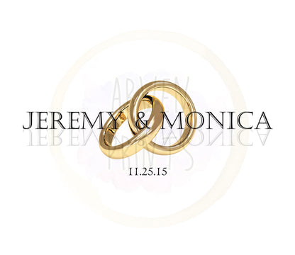 Custom Wedding Rings White Modern Luxe Canvas, Personalized Couple Names Wall Art, Anniversary Decor Print