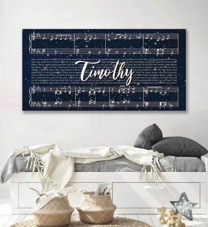 Personalized Child Name Canvas - Custom Stars Child Canvas - Child Music Canvas - Your Child’s Song - Lyric Canvas Art - Choose Any Song