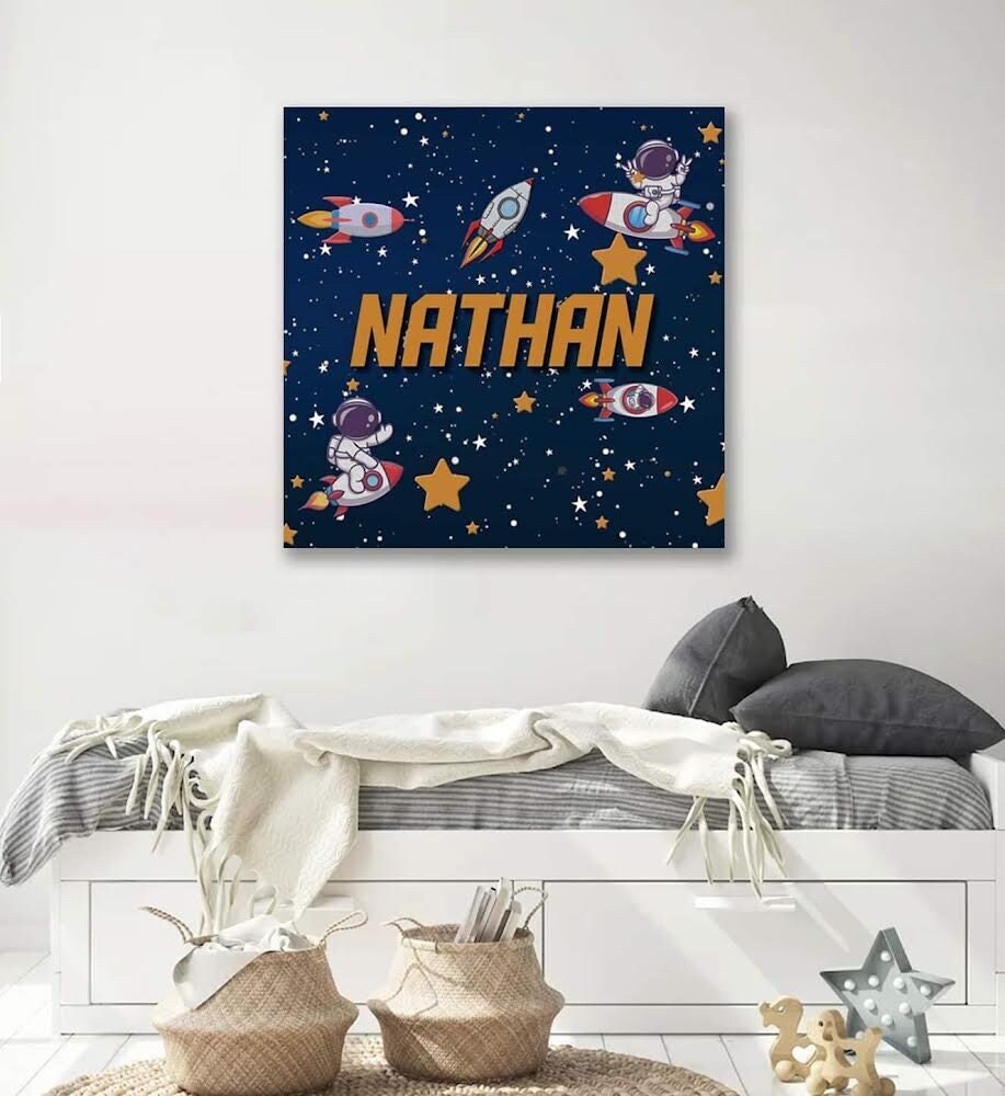 Personalized Child Name Canvas - Custom Stars Child Canvas - Child Space Canvas - Space Canvas Art