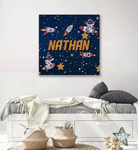 Personalized Child Name Canvas - Custom Stars Child Canvas - Child Space Canvas - Space Canvas Art