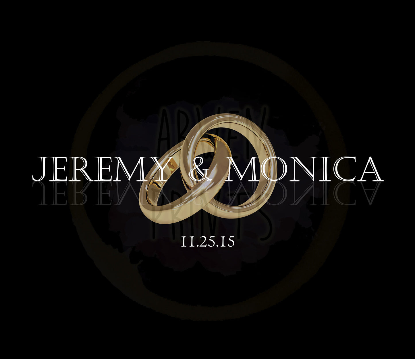 Custom Wedding Rings Couple Names Black Modern Luxe Canvas Art Print