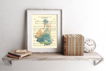 Snow White Silhouette Sheet Music Art Print