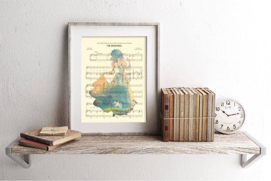 Snow White Silhouette Sheet Music Art Print