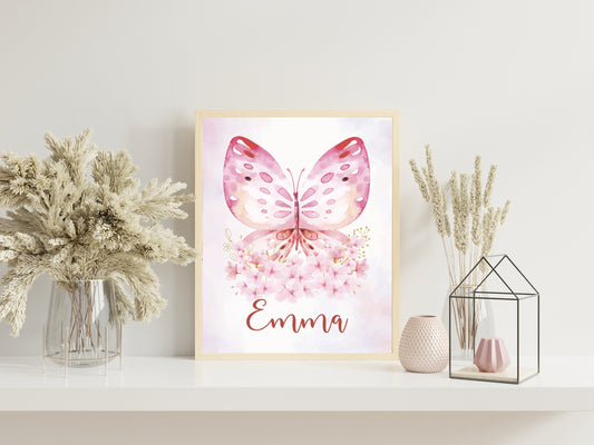 Custom Child Name Nursery Art, Personalized Nursery Art, Butterfly, Butterfly Nursery Decor, Neutral Nursery Art, Nursery Decor, Boho Art