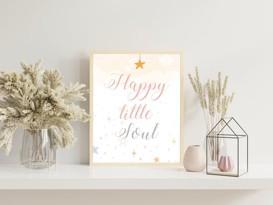 Happy Little Soul Nursery Art, Cute Nursery Art, Text Art, Neutral Nursery Art, Nursery Decor, Boho Art