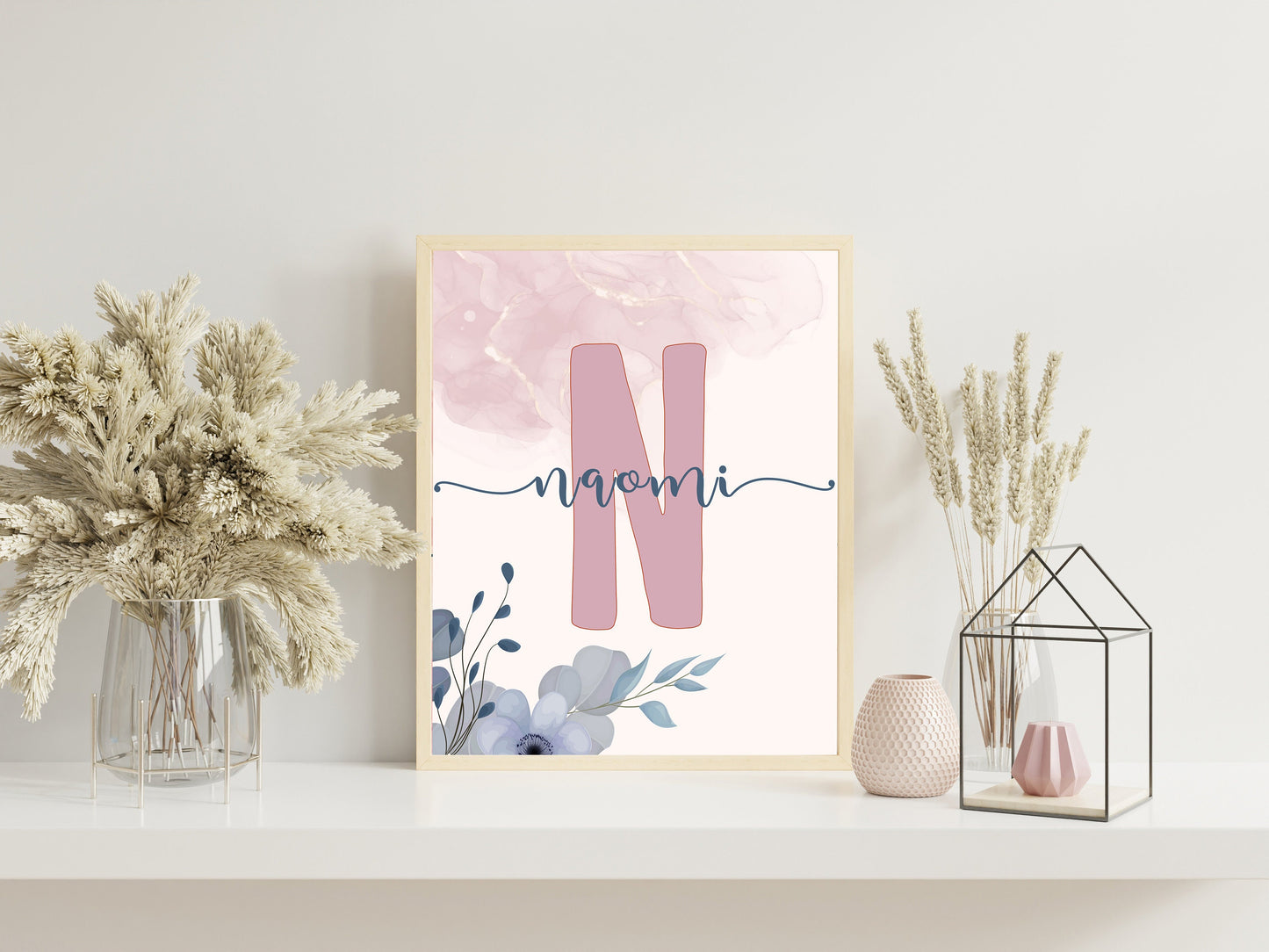 Custom Letter Nursery Art, Custom Name Nursery Art, Pastel Nursery Art, Nursery Decor, Neutral Nursery Art, Floral Nursery Decor, Boho Art