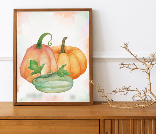 Halloween Pumpkin Watercolor, Halloween Decor Print, Boho Halloween Illustration, Halloween Wall Decor, Halloween Decor