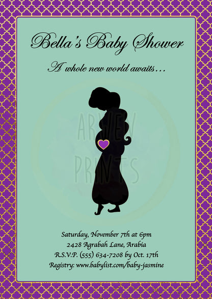 Aladdin Jasmine Moroccan Baby Shower Invitation [Digital File]