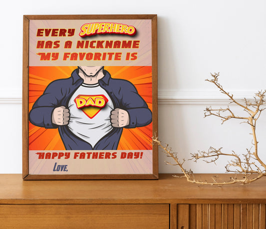 Father’s Day Gift, Superhero Dad, Vintage Print For Dad, Gift For Dad, Gift From Child, Fathers Day, Art Print