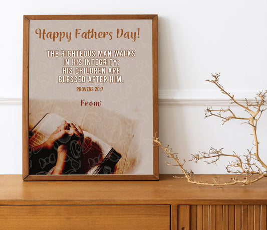 Father’s Day Gift, Christian Print Gift, Proverbs Bible Verse Print, Text Art, Gift For Dad, Gift From Child, Fathers Day, Art Print