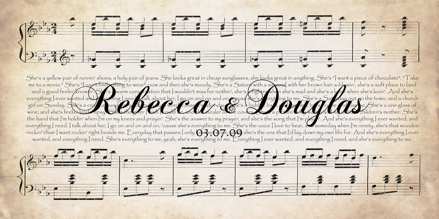 Personalized Wedding Script Canvas - Custom Wedding Canvas - Wedding Anniversary Song - Lyric Canvas Art - Choose Any Song