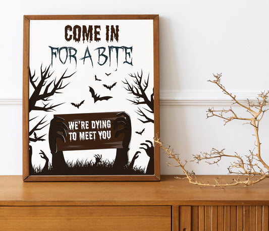 Halloween Come In For A Bite Print, Halloween Decor Print, Spooky Print, Boho Halloween Illustration, Halloween Wall Decor, Halloween Decor