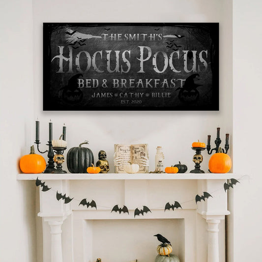 Hocus Pocus Canvas, Custom Family Halloween Canvas, Personalized Canvas Art, Fall Decor, Halloween Family Name Art, Family Canvas Wall Art