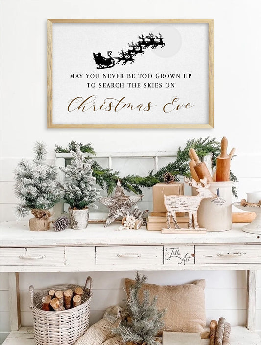 Boho Christmas Spirit Canvas Art Print, Santa Wall Decor, Christmas Wall Art, Santa and Reindeer Art, Classic Christmas