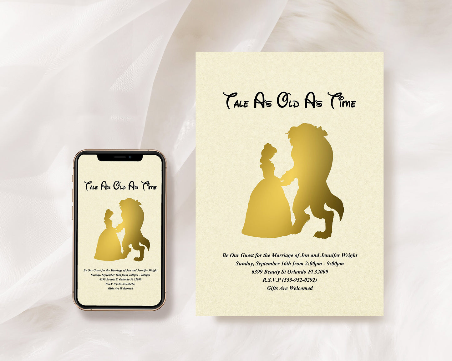Beauty and the Beast Belle & Beast Wedding Customizable Invitation [Digital File]