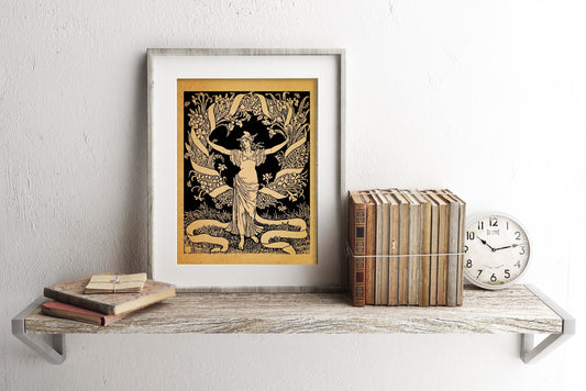Vintage Victorian Woman Art Print, Vintage Artwork, Victorian Floral Wreath, Victorian Illustration, Victorian Sketch Art, Victorian Drawing