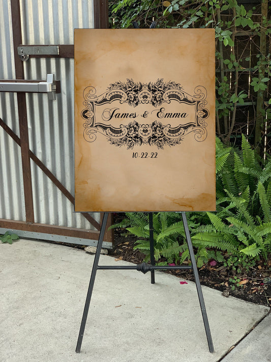 Victorian Custom Couple Wedding Welcome Sign, Welcome Sign Canvas, Guest Sign In Canvas, Custom Wedding Canvas, Personalized Wedding Canvas