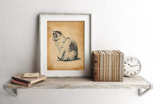 Vintage Cat Illustration Art Print, Cat Art, Vintage Cat Print, Cat Illustration, Cat Drawing, Cat Wall Art, Cat Wall Decor, Animal Art