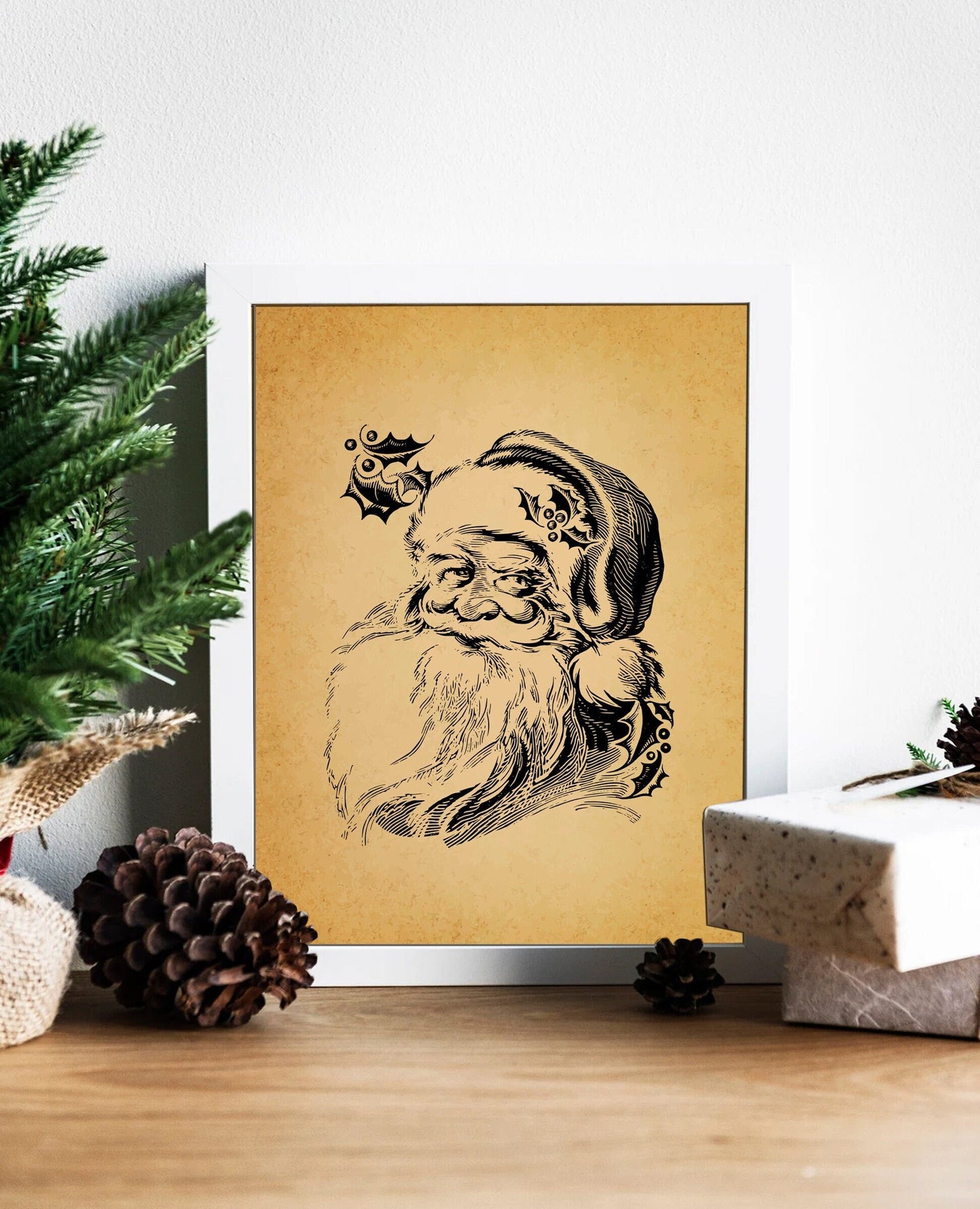 Christmas Vintage Jolly Santa Claus Art Print, Vintage Christmas, Classic Christmas, Christmas Santa, Vintage Santa, Santa Illustration