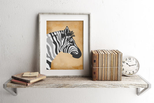 Zebra Illustration Art Print, Zebra Nursery Art, Zebra Boho Art, Animal Nursery Art, Neutral Nursery Art, Nursery Decor, Boho Art, Zebra Art